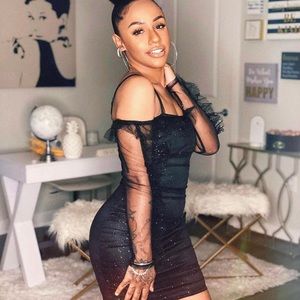 Black long sleeve mesh dress